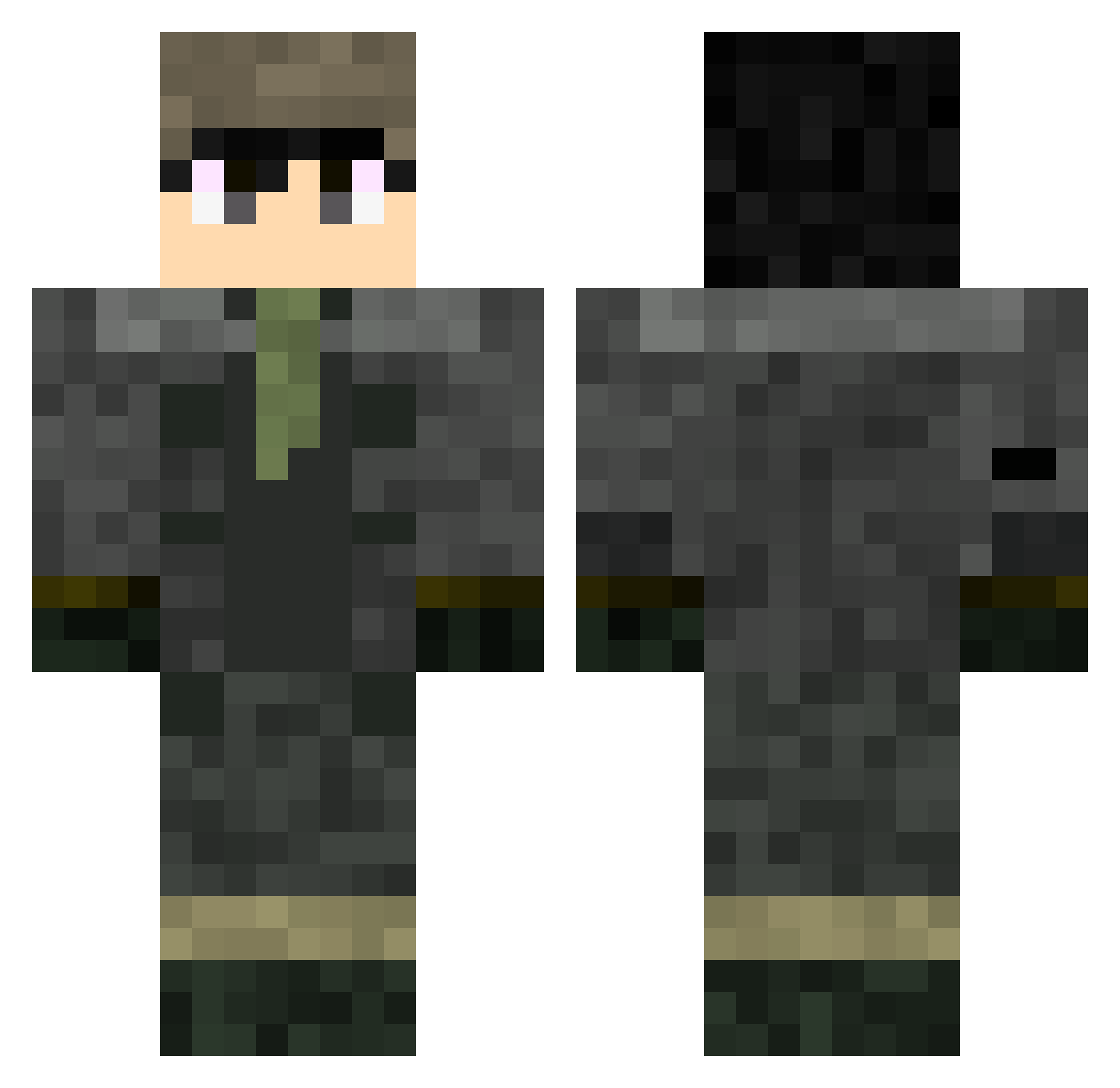 Samuskins Minecraft skin, front and back view