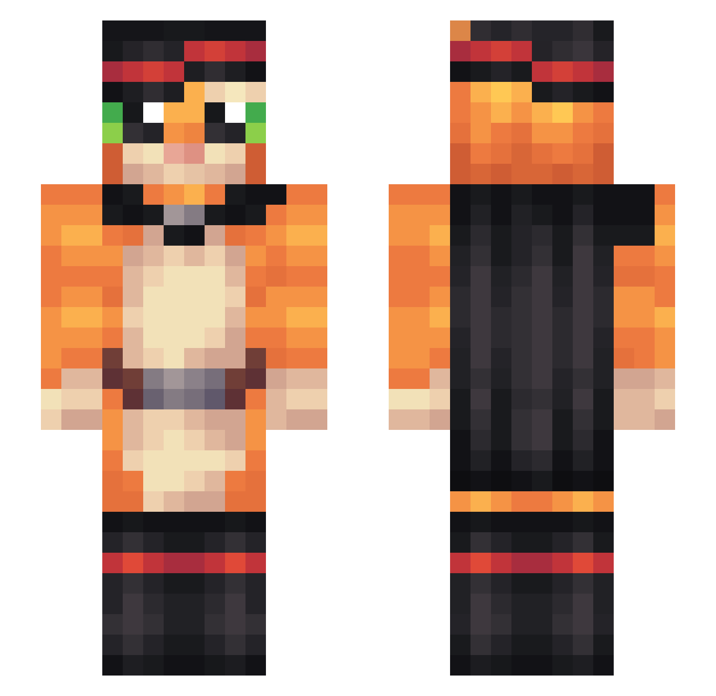 Just_Chakra Minecraft skin, front and back view