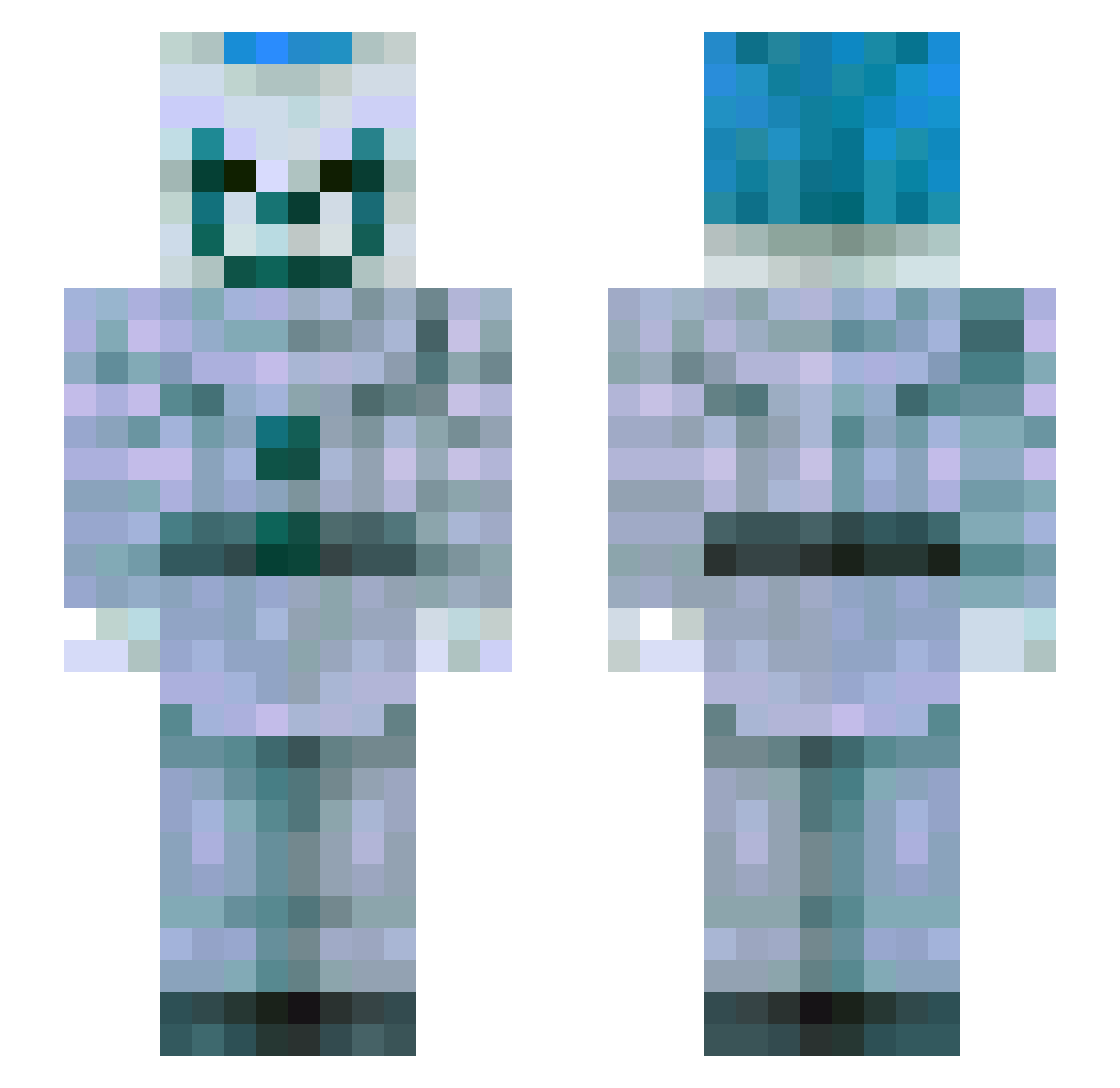 ruzqt Minecraft skin, front and back view
