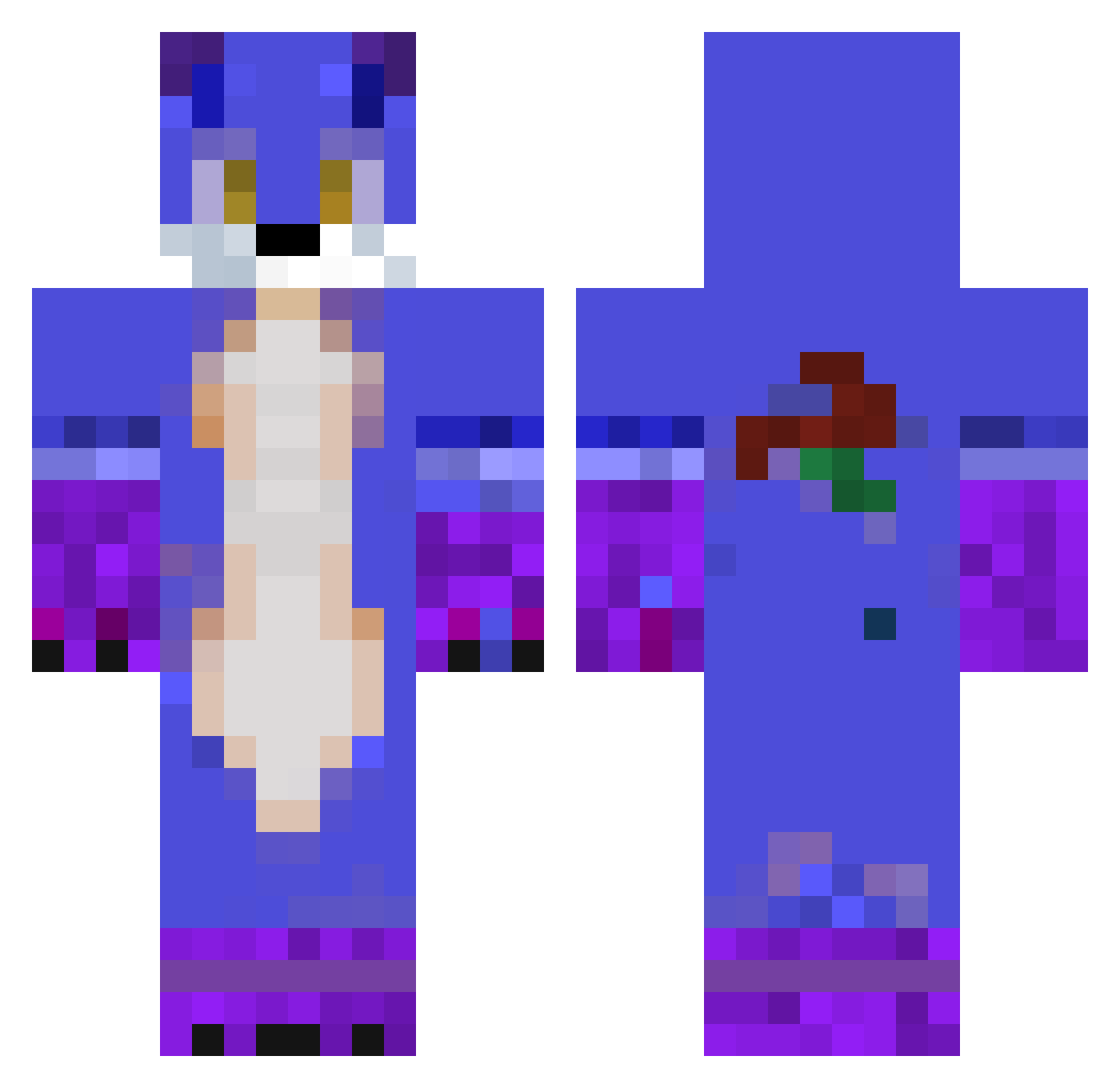 Uni_Fox Minecraft skin, front and back view