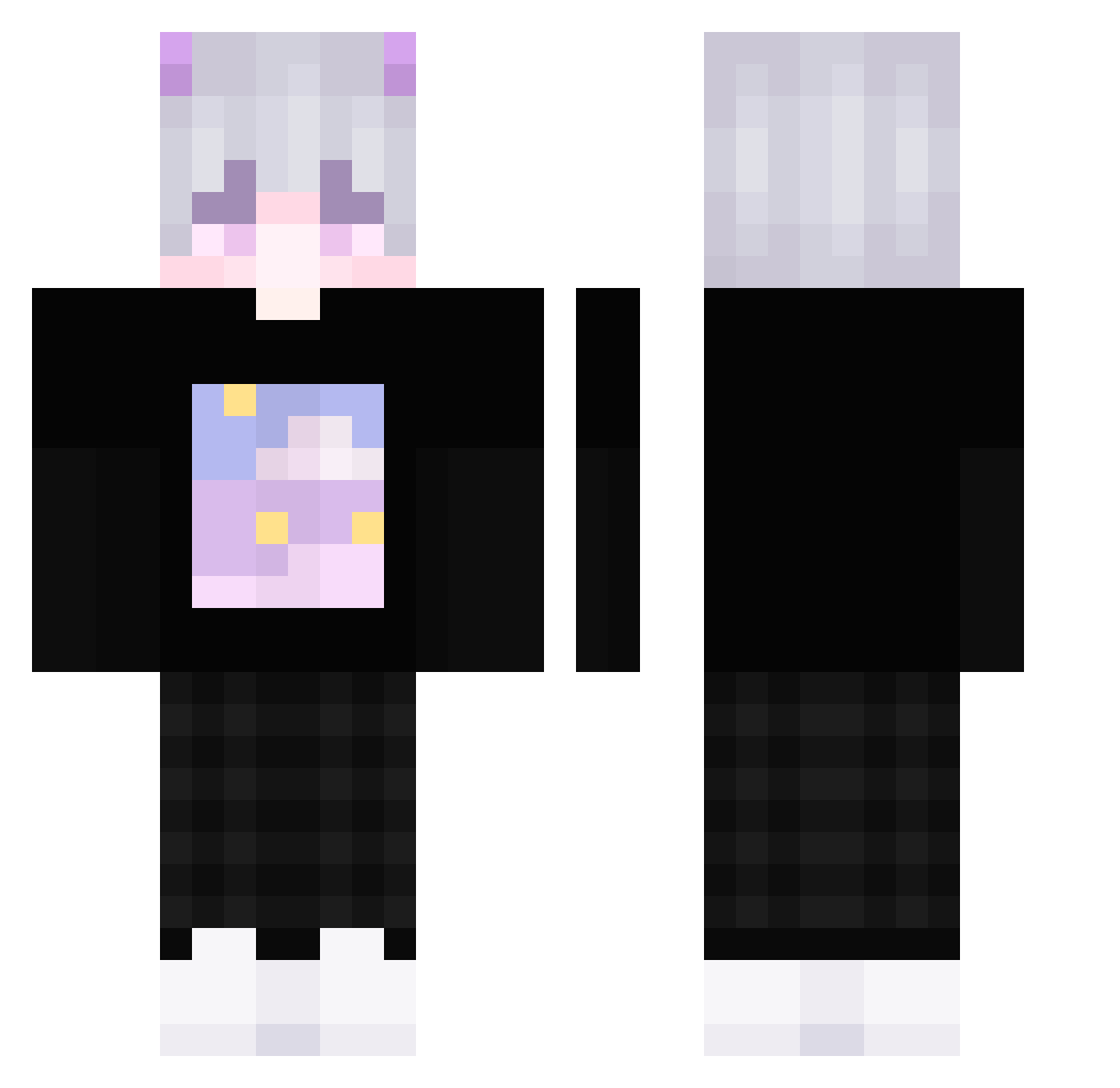 sparkmonsta Minecraft skin, front and back view