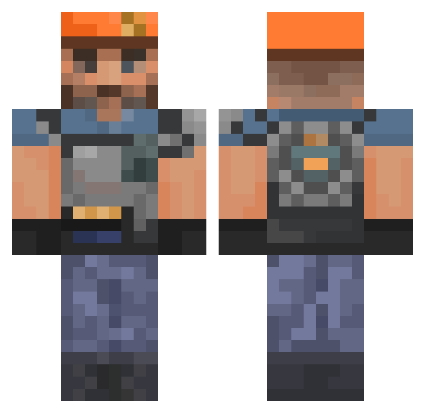 Infiten Minecraft skin, front and back view