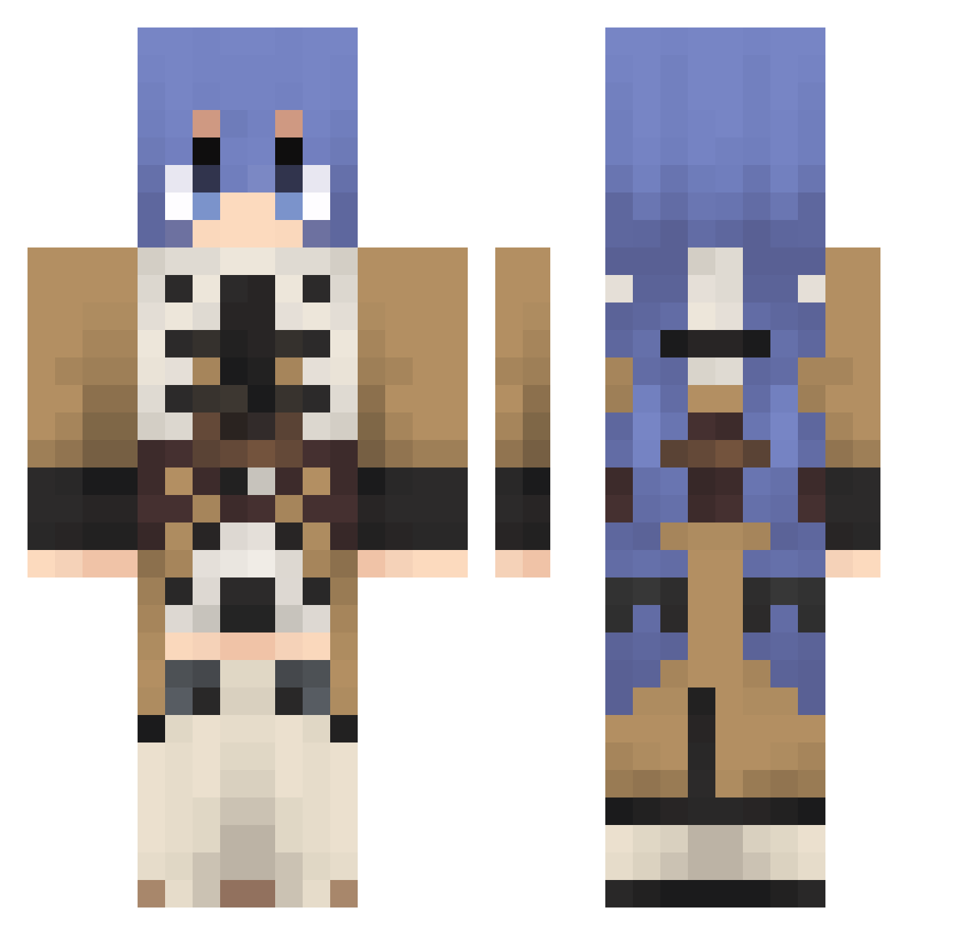 jaydesshairybals Minecraft skin, front and back view