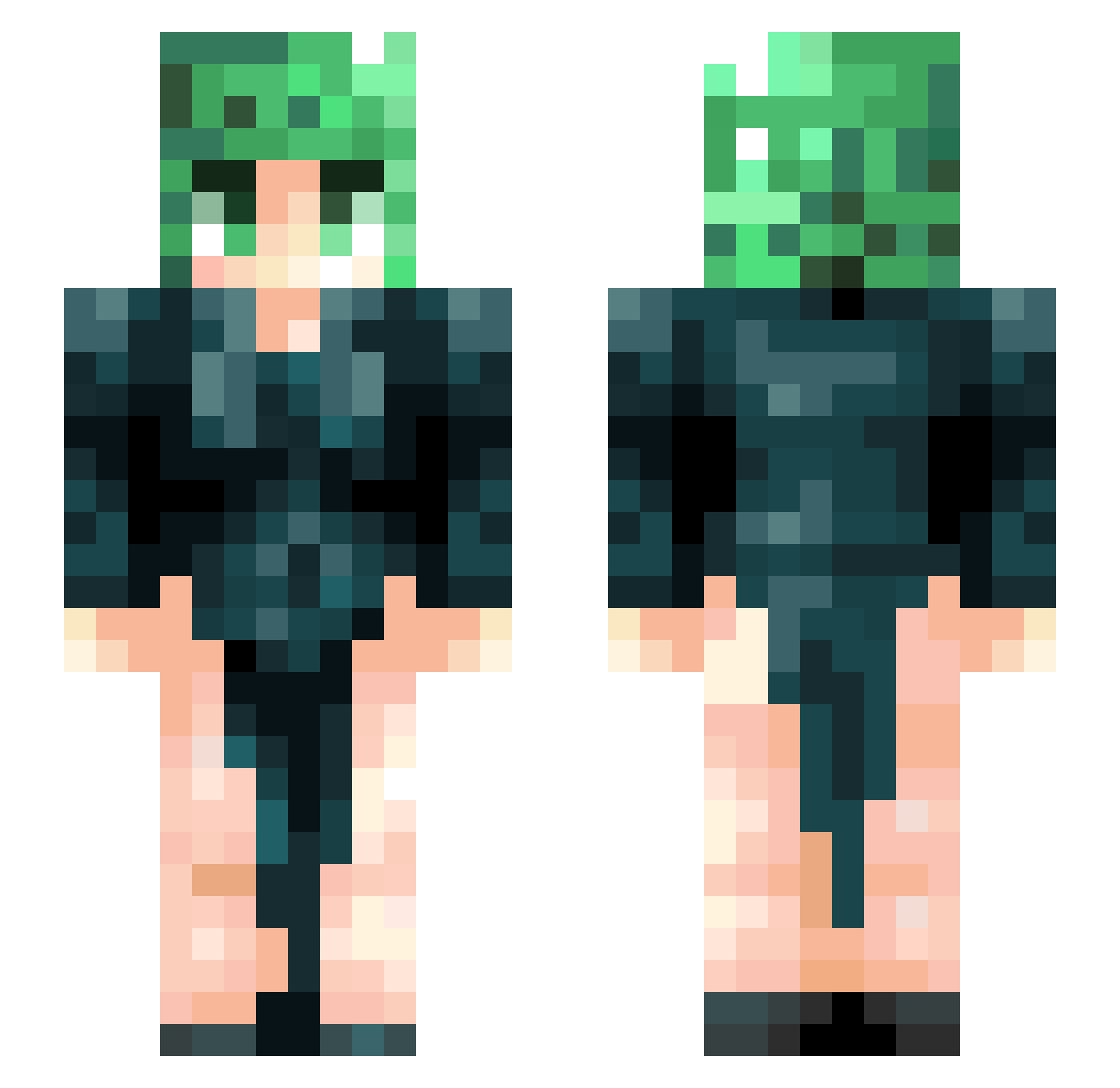 AsioQ Minecraft skin, front and back view