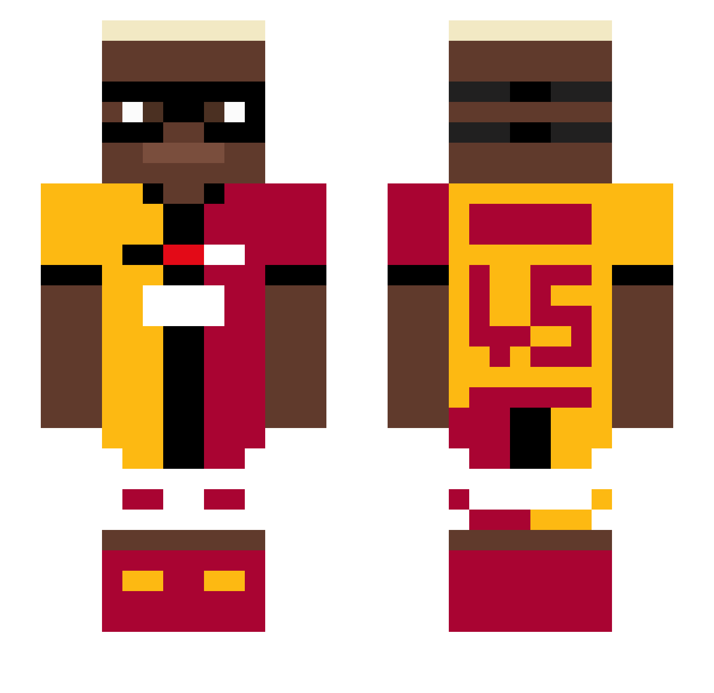 TerribleDog Minecraft skin, front and back view