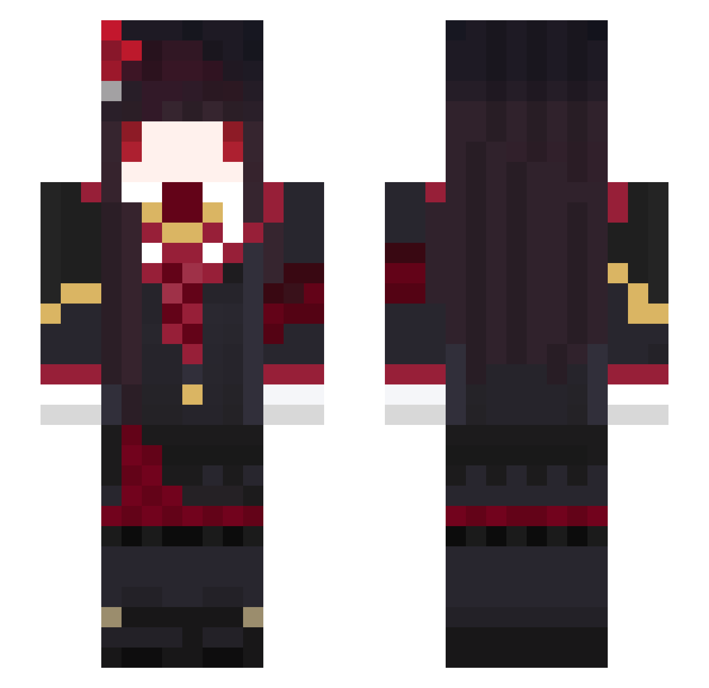 scarletdevil186 Minecraft skin, front and back view