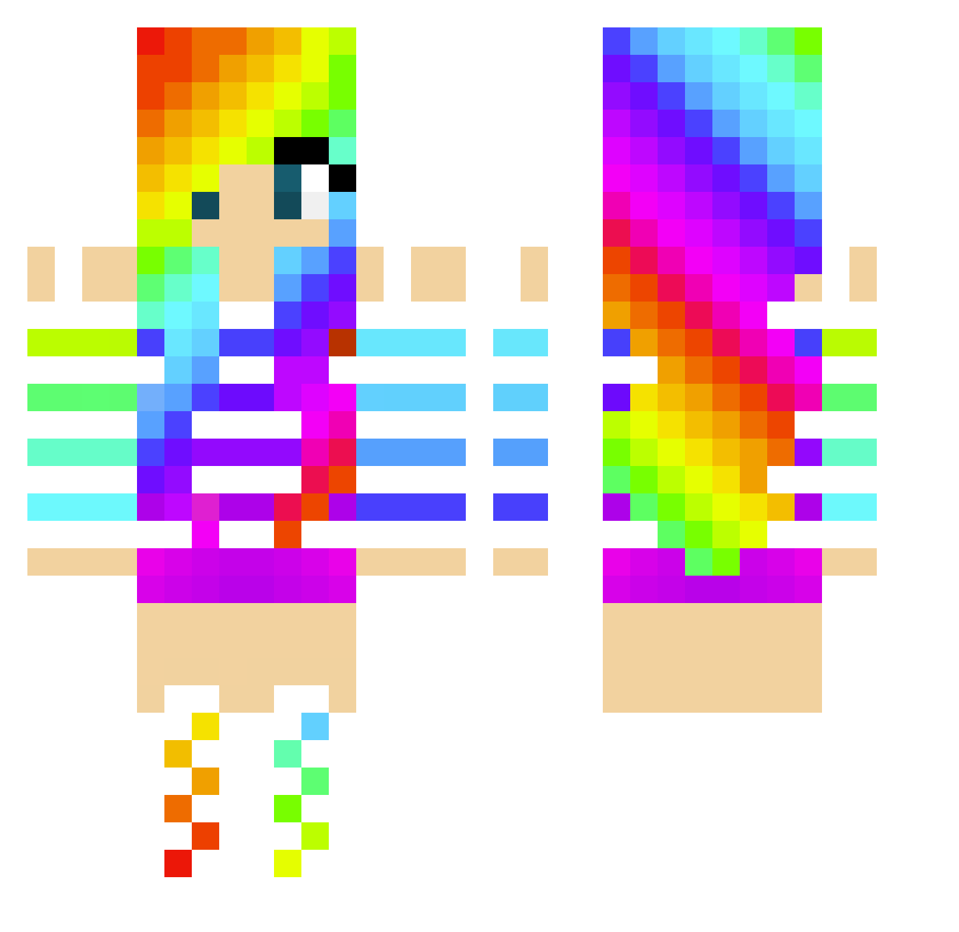 Pompadour Minecraft skin, front and back view