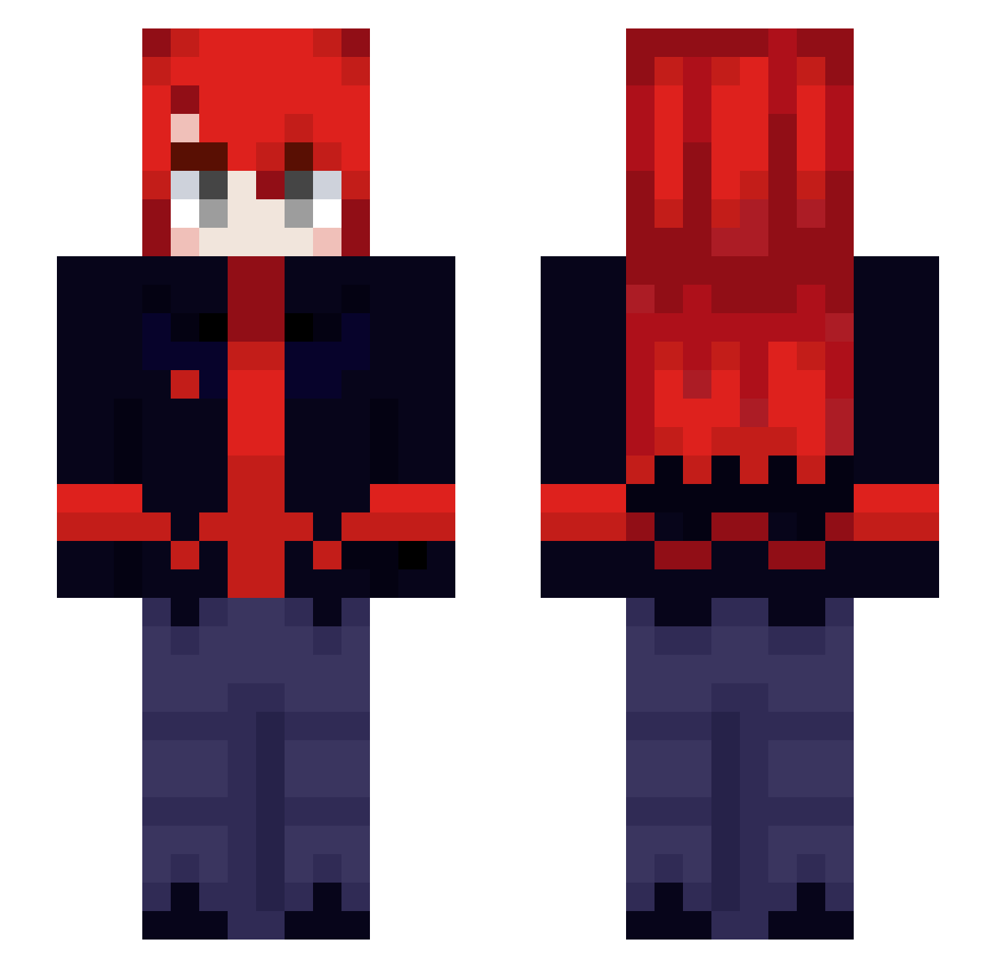 ZeYts Minecraft skin, front and back view
