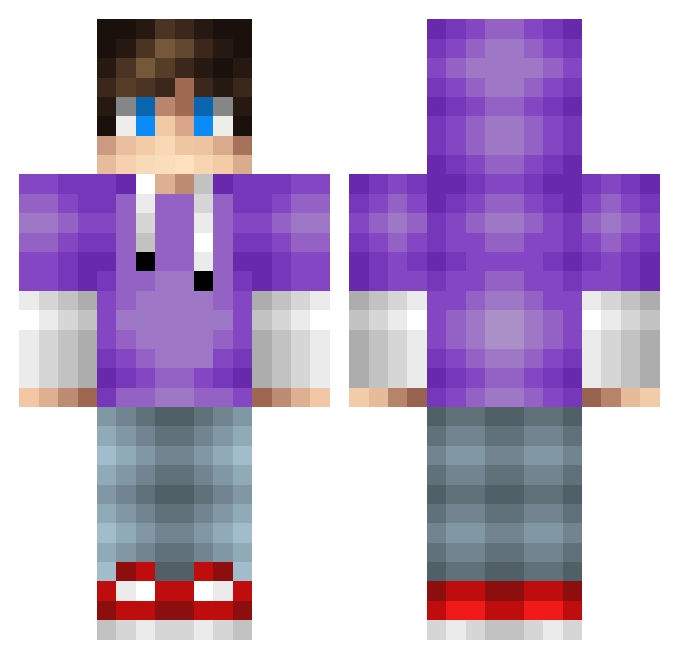 Urnotjustin Minecraft skin, front and back view