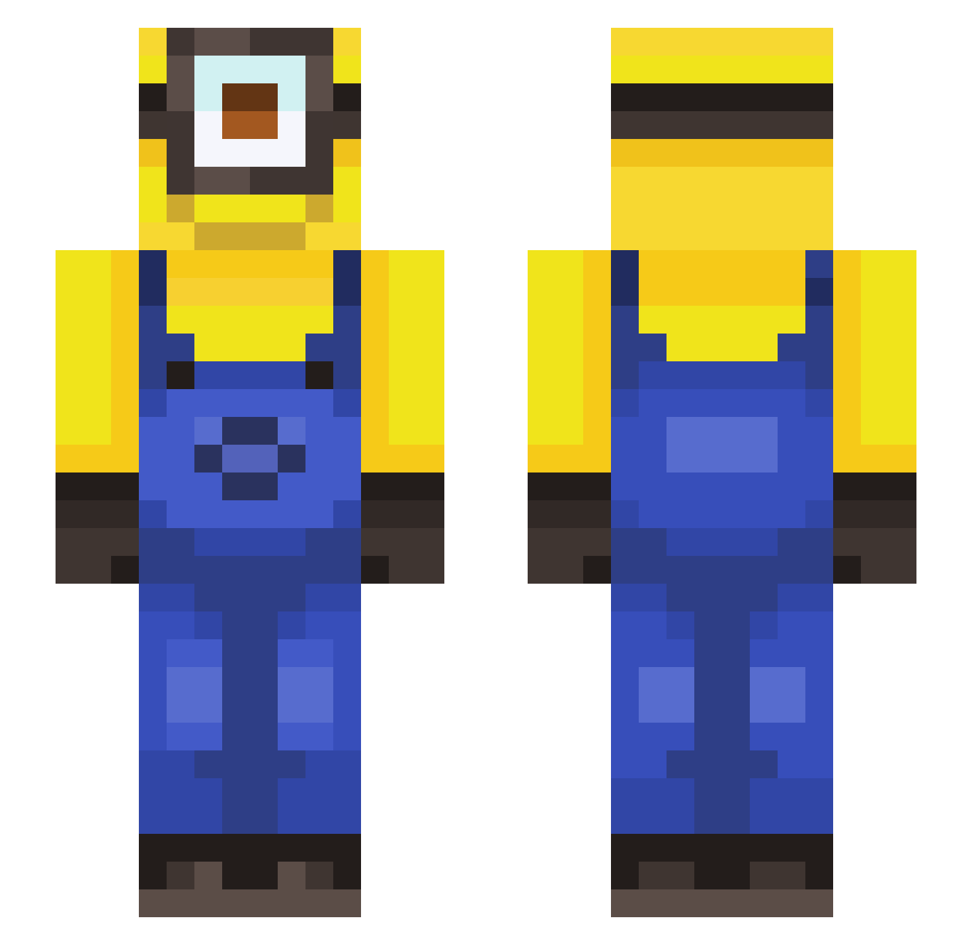 Lunapuf Minecraft skin, front and back view