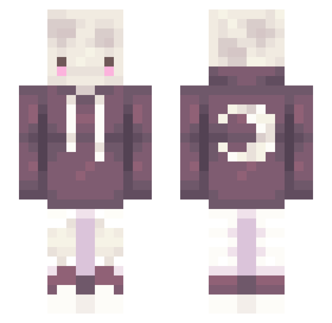Mutinies Minecraft skin, front and back view