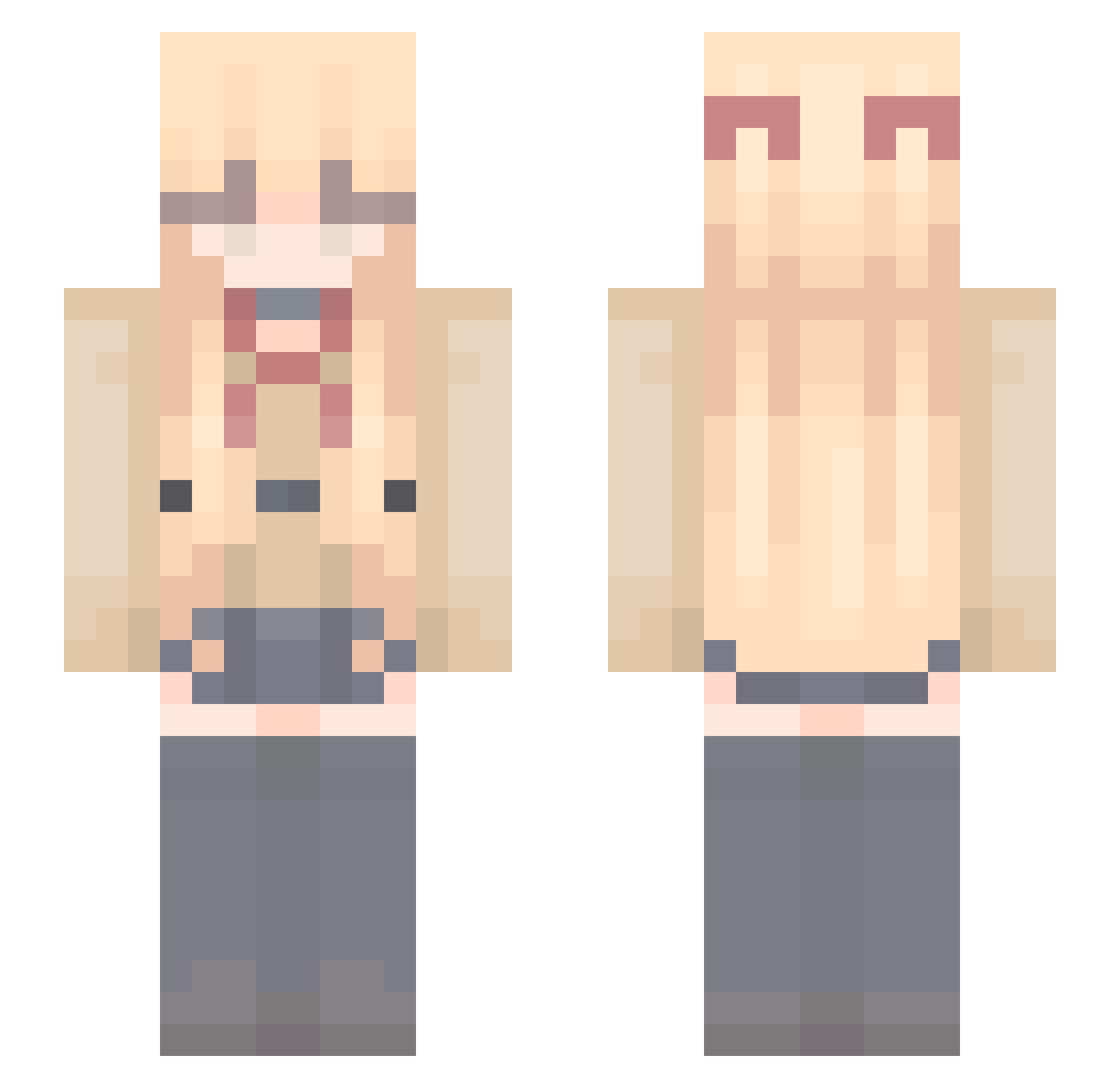 jannelle Minecraft skin, front and back view