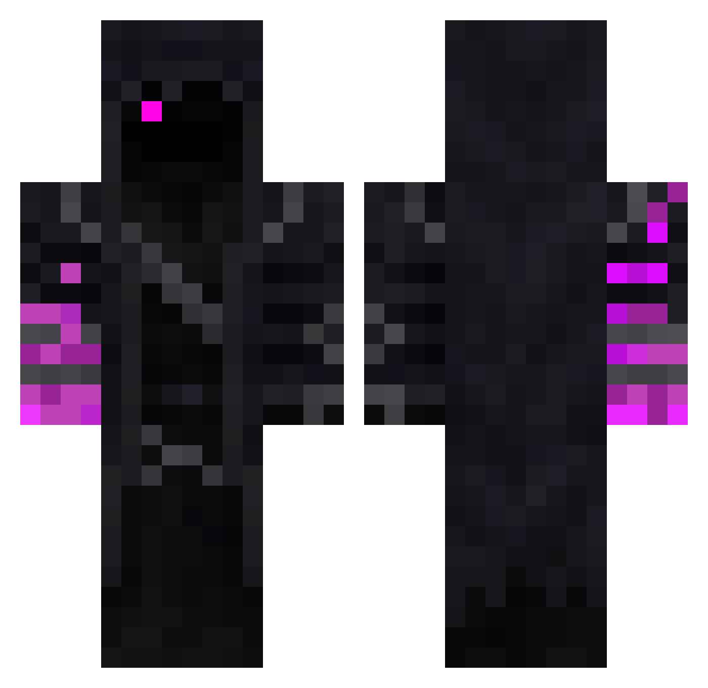 BlackArino Minecraft skin, front and back view