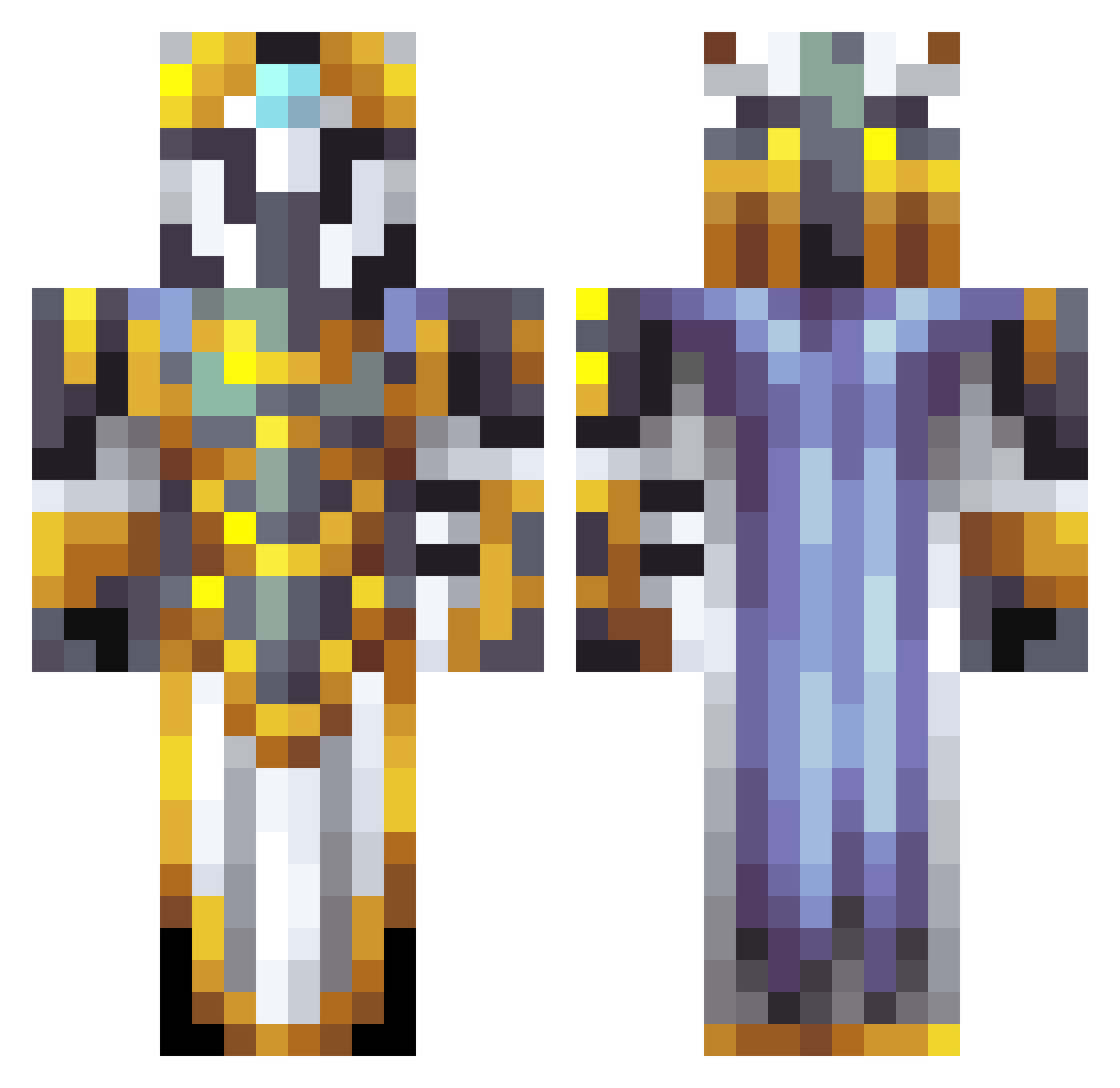 Dokika Minecraft skin, front and back view