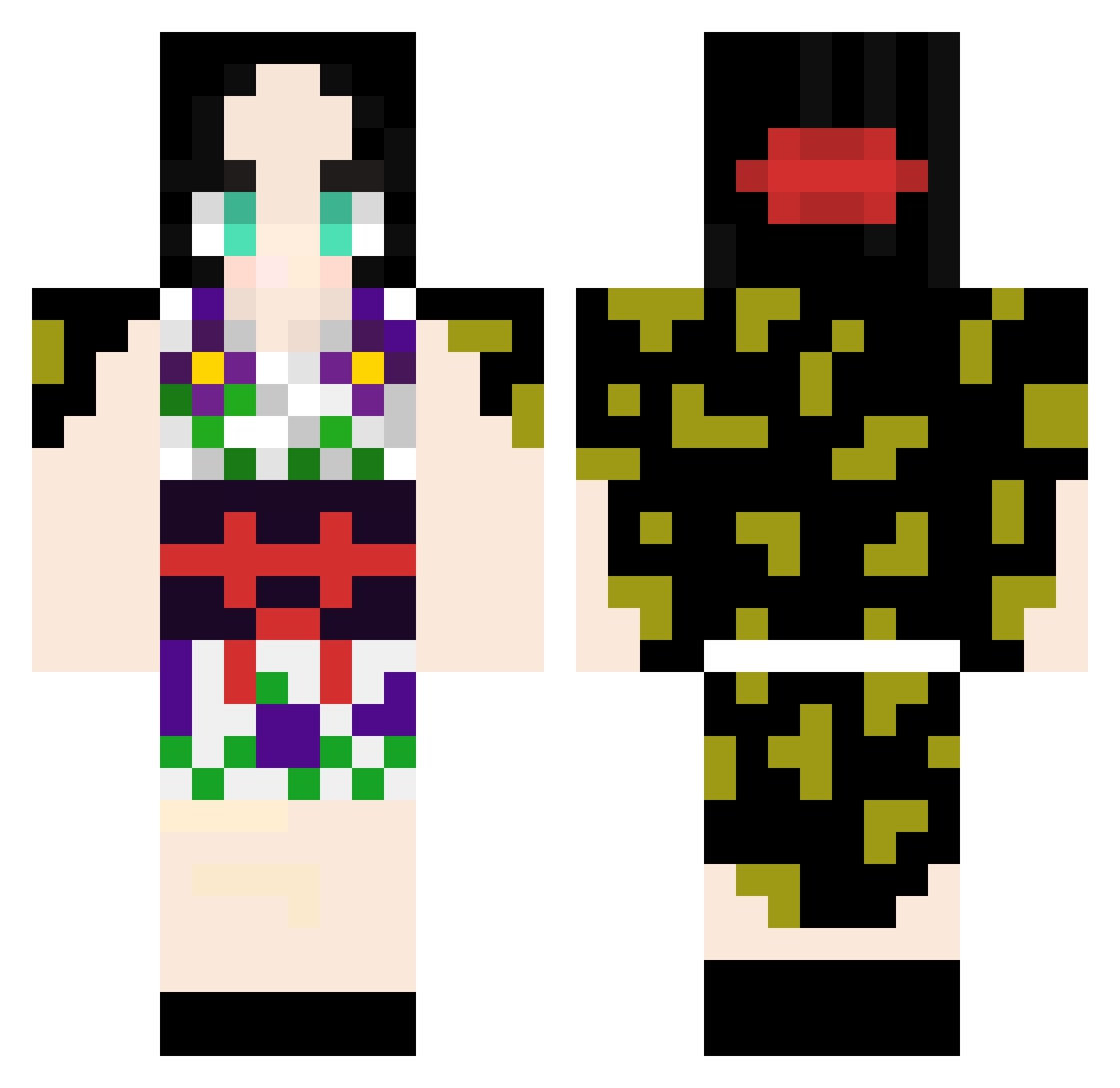 Daddysnowpants Minecraft skin, front and back view