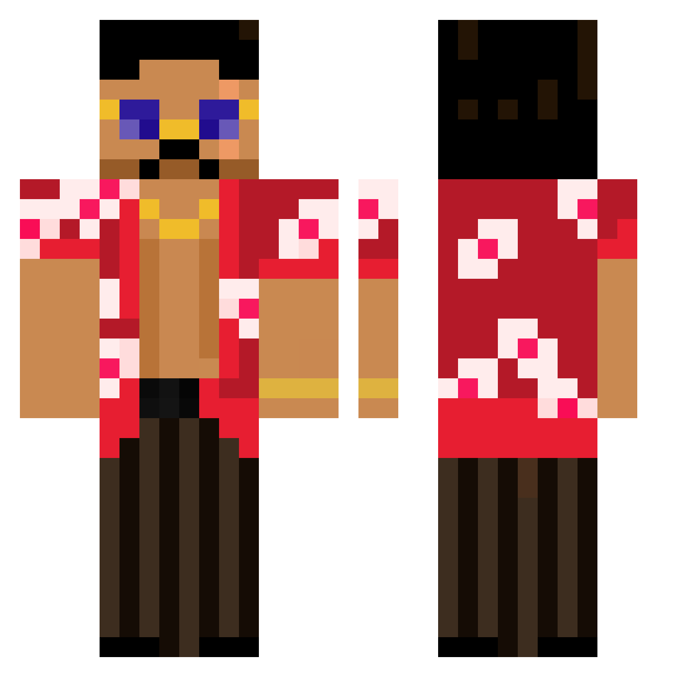 Discopped Minecraft skin, front and back view