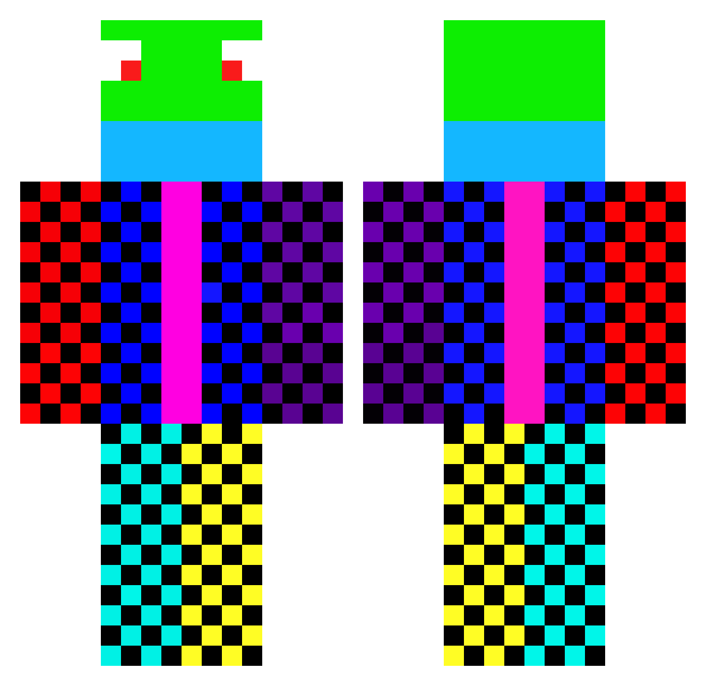 Kamek44 Minecraft skin, front and back view