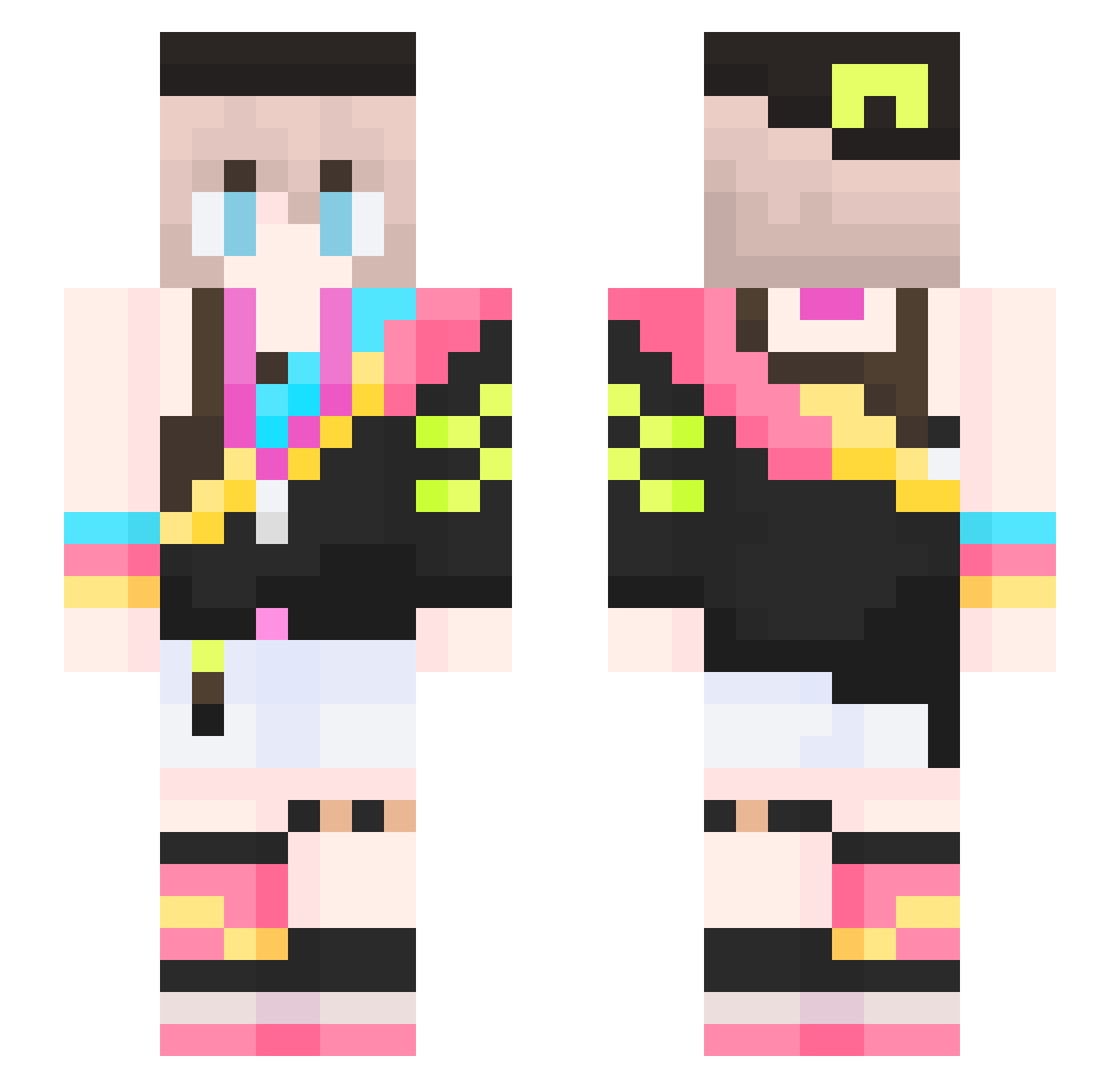 o_x7 Minecraft skin, front and back view