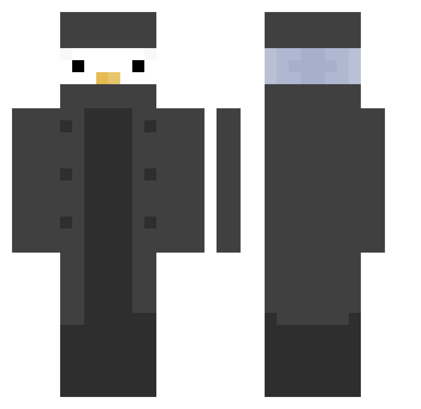PostyGG Minecraft skin, front and back view