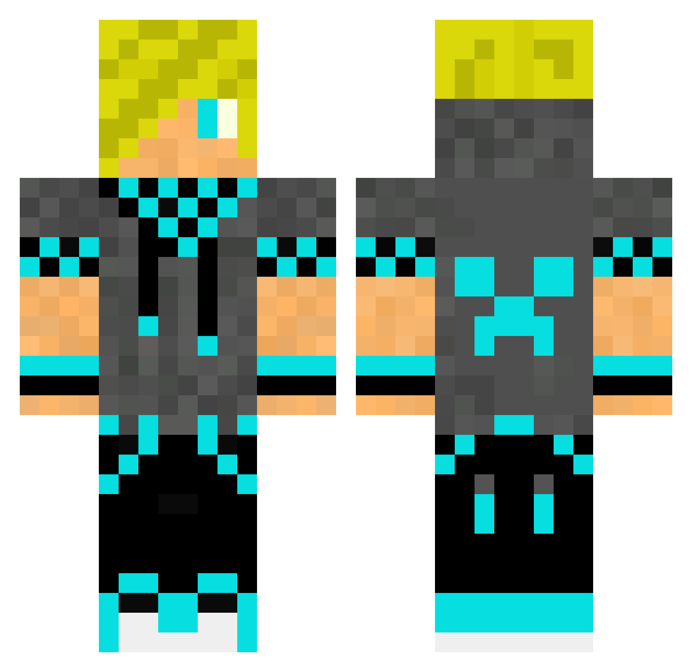 Ra1an Minecraft skin, front and back view