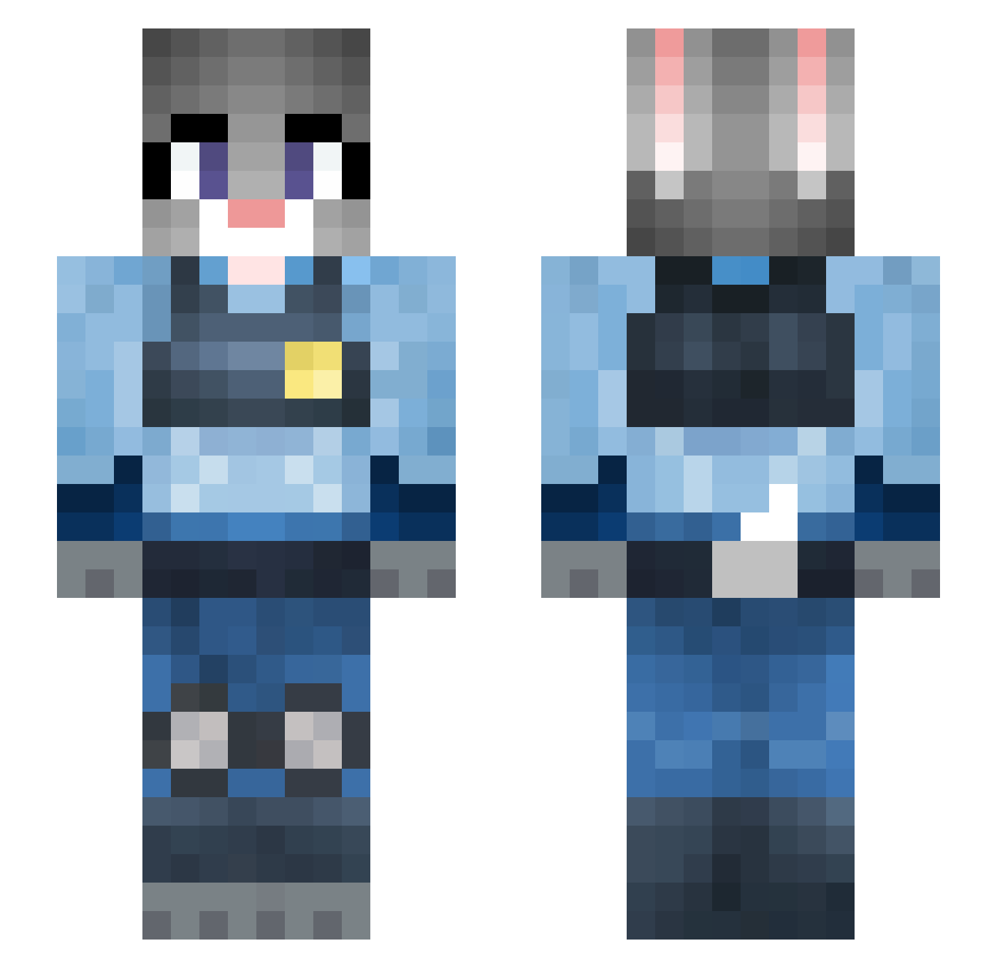 Plasmin Minecraft skin, front and back view