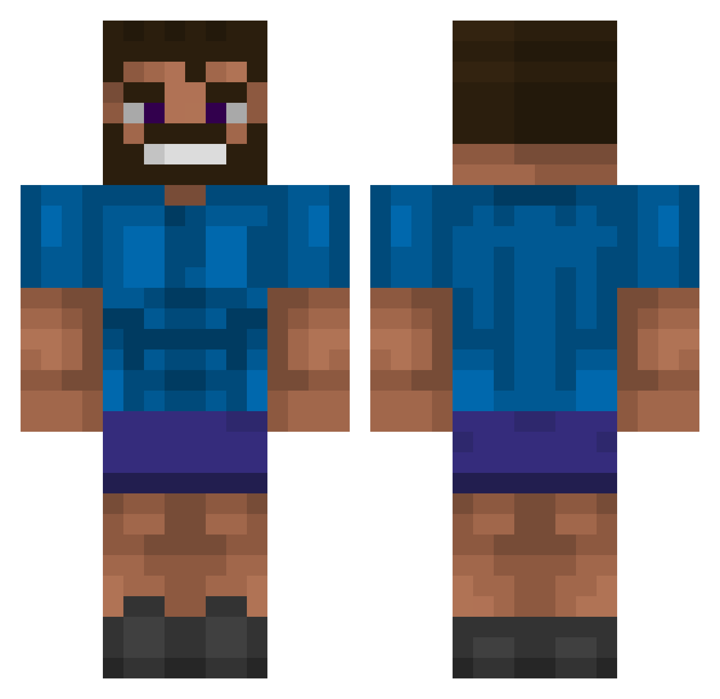 Psgqe Minecraft skin, front and back view