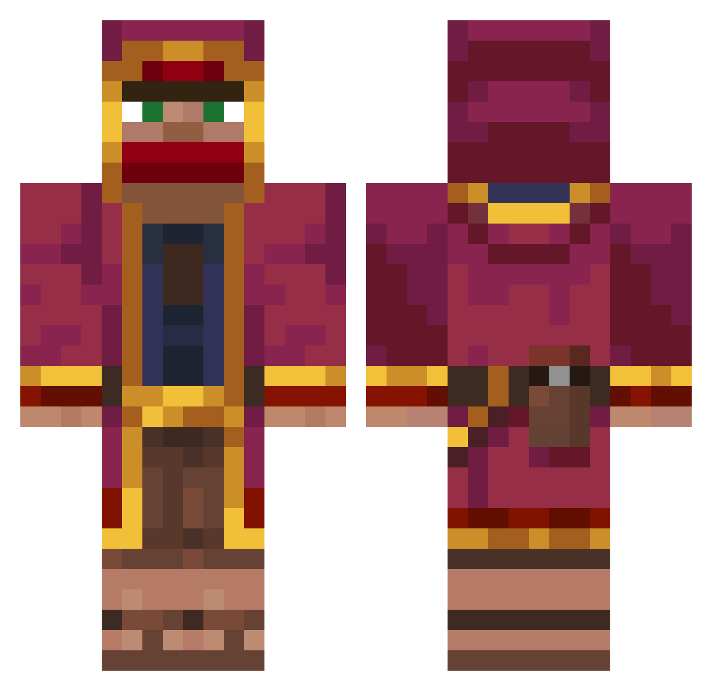 Sorbing Minecraft skin, front and back view