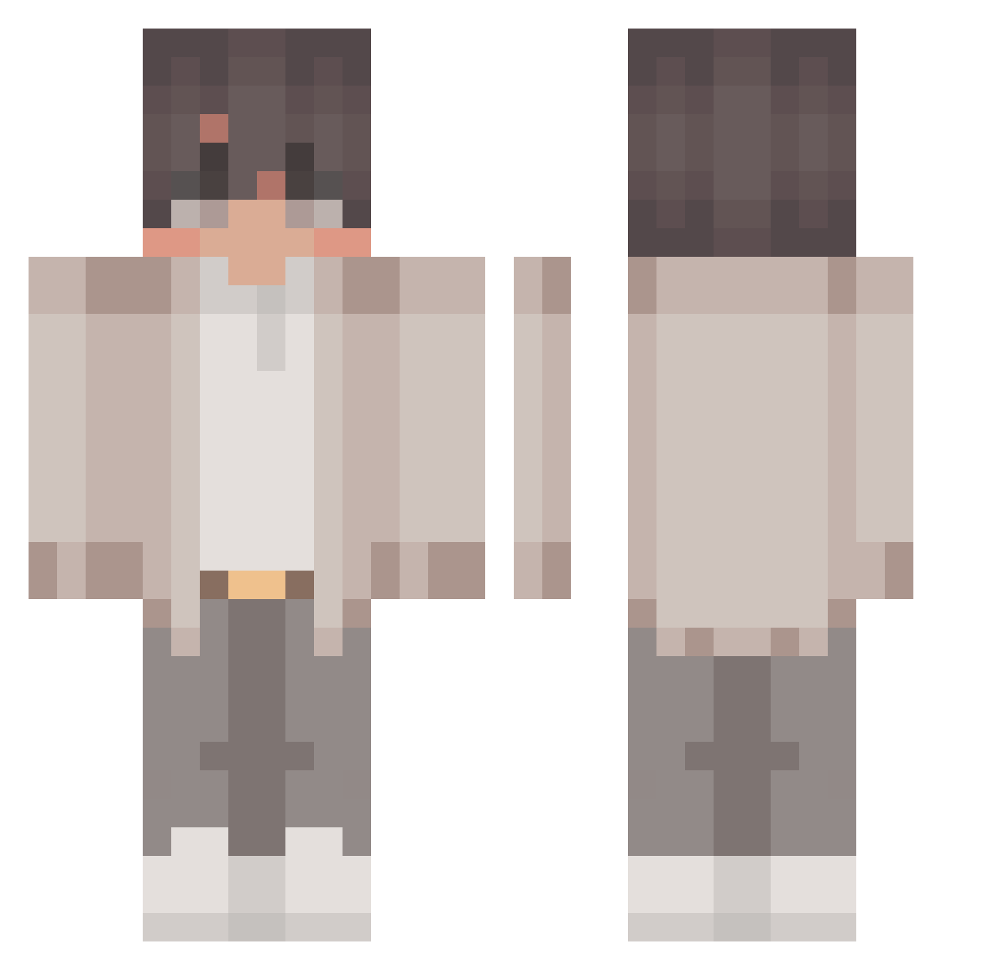 Soynh Minecraft skin, front and back view