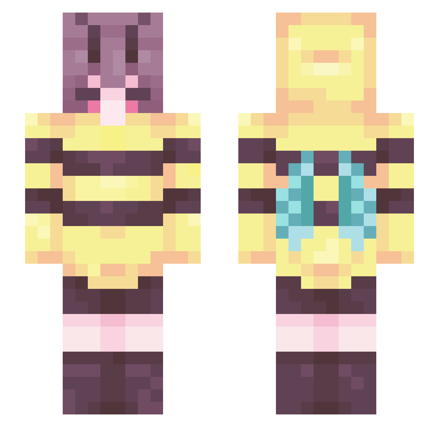 Nimsay Minecraft skin, front and back view