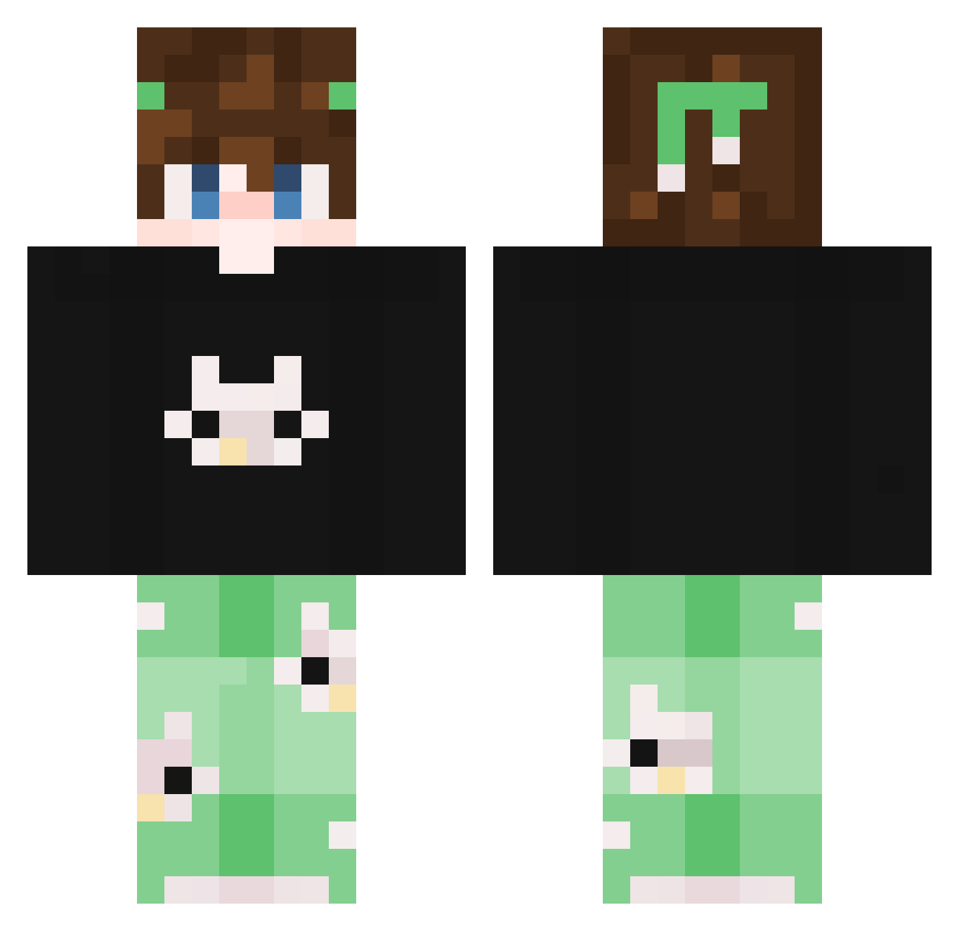 Spiriting Minecraft skin, front and back view