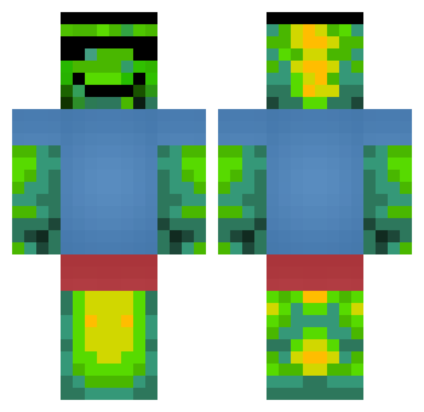 Sloggers Minecraft skin, front and back view
