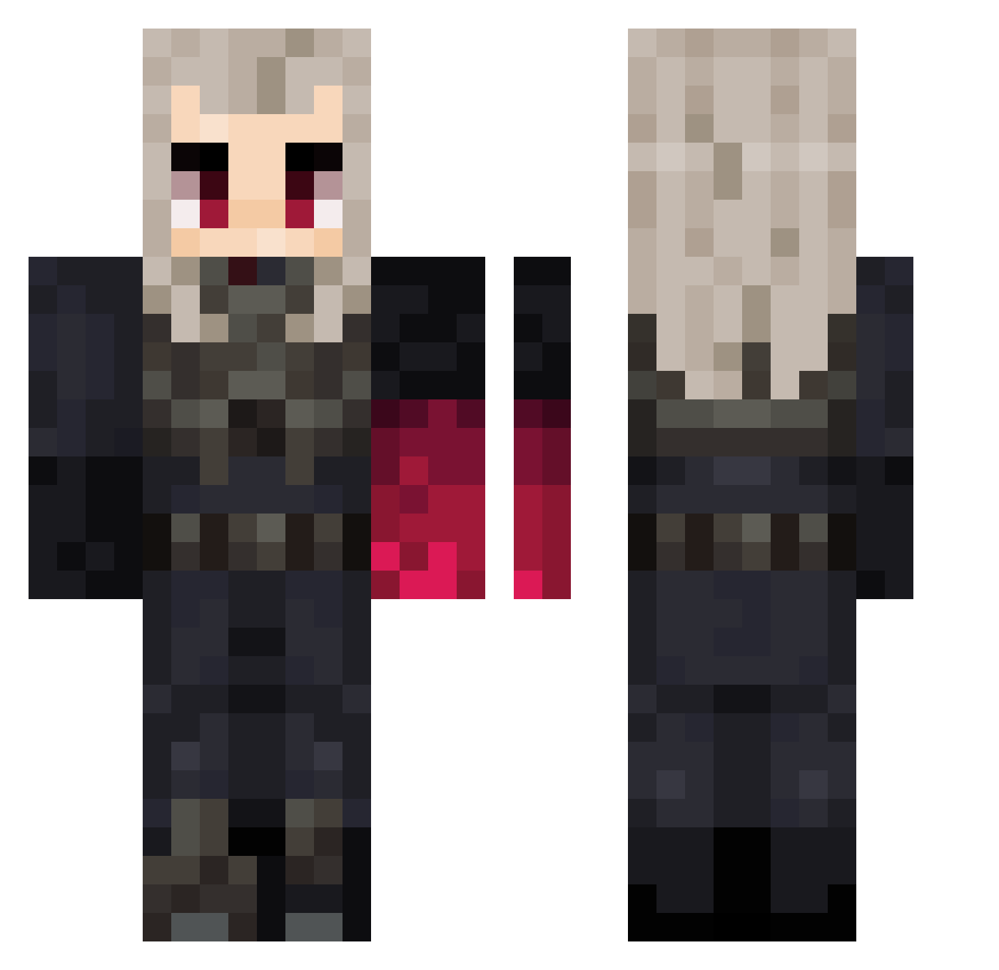 platinENESS Minecraft skin, front and back view