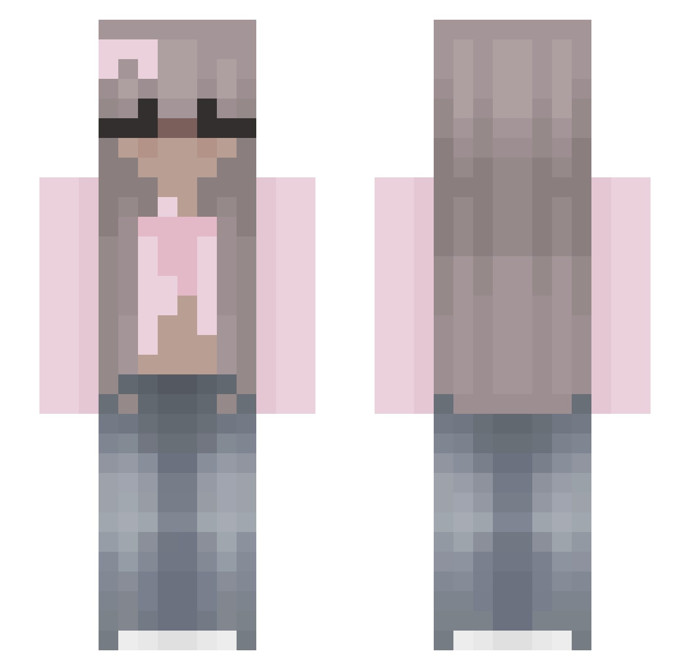 Waoniii Minecraft skin, front and back view