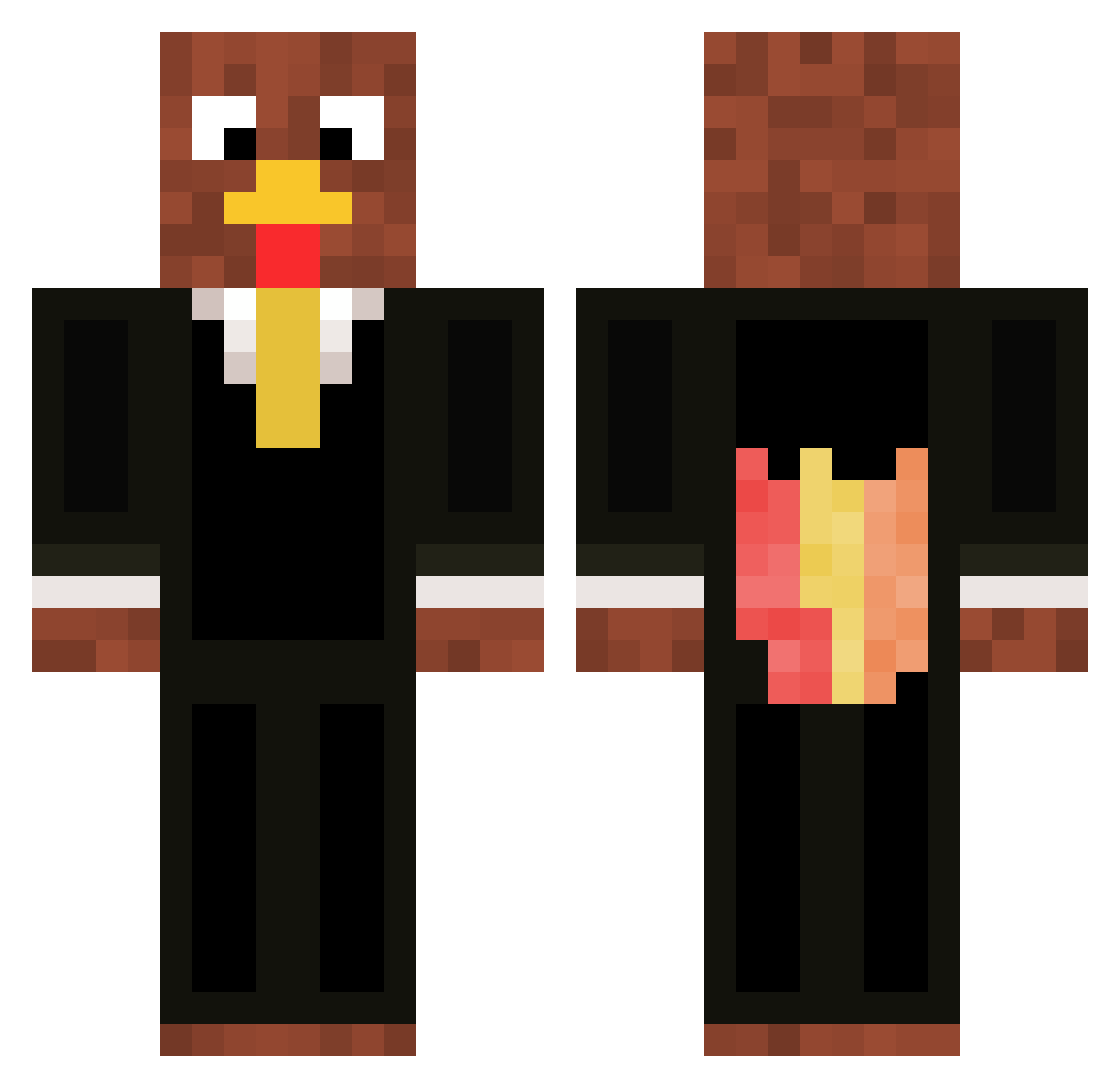 Curcanu Minecraft skin, front and back view