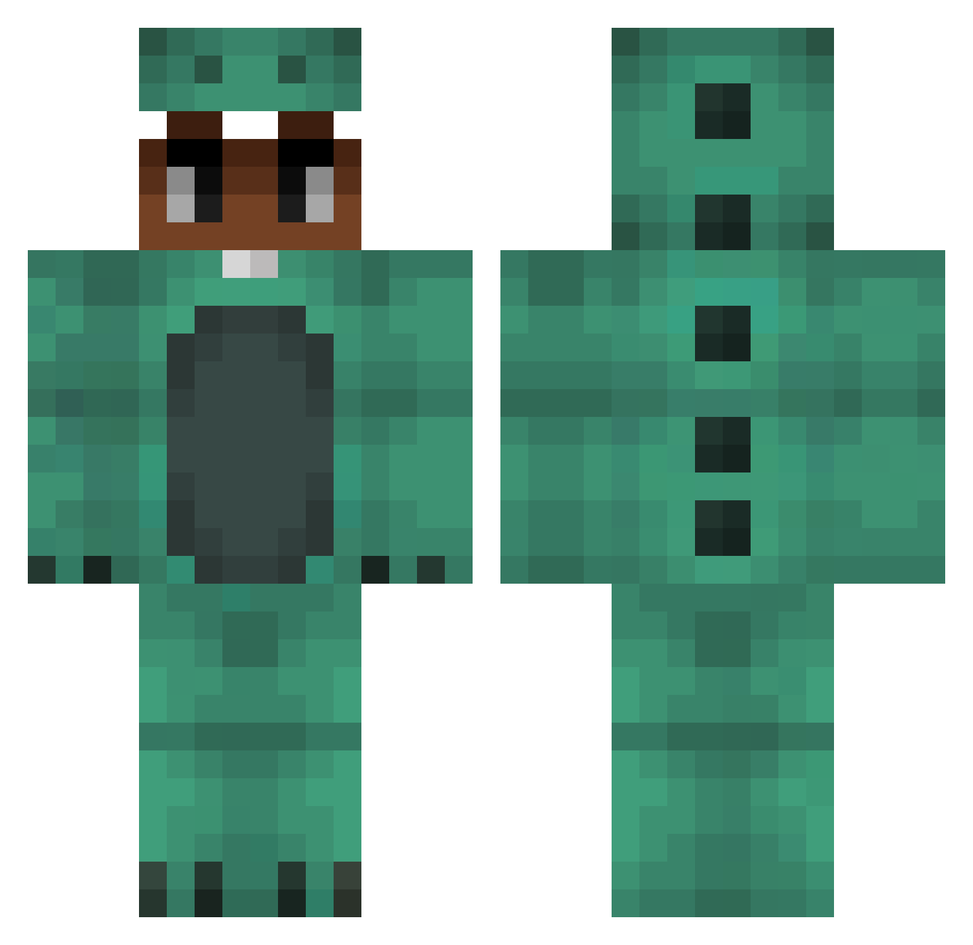 VICT0RY Minecraft skin, front and back view