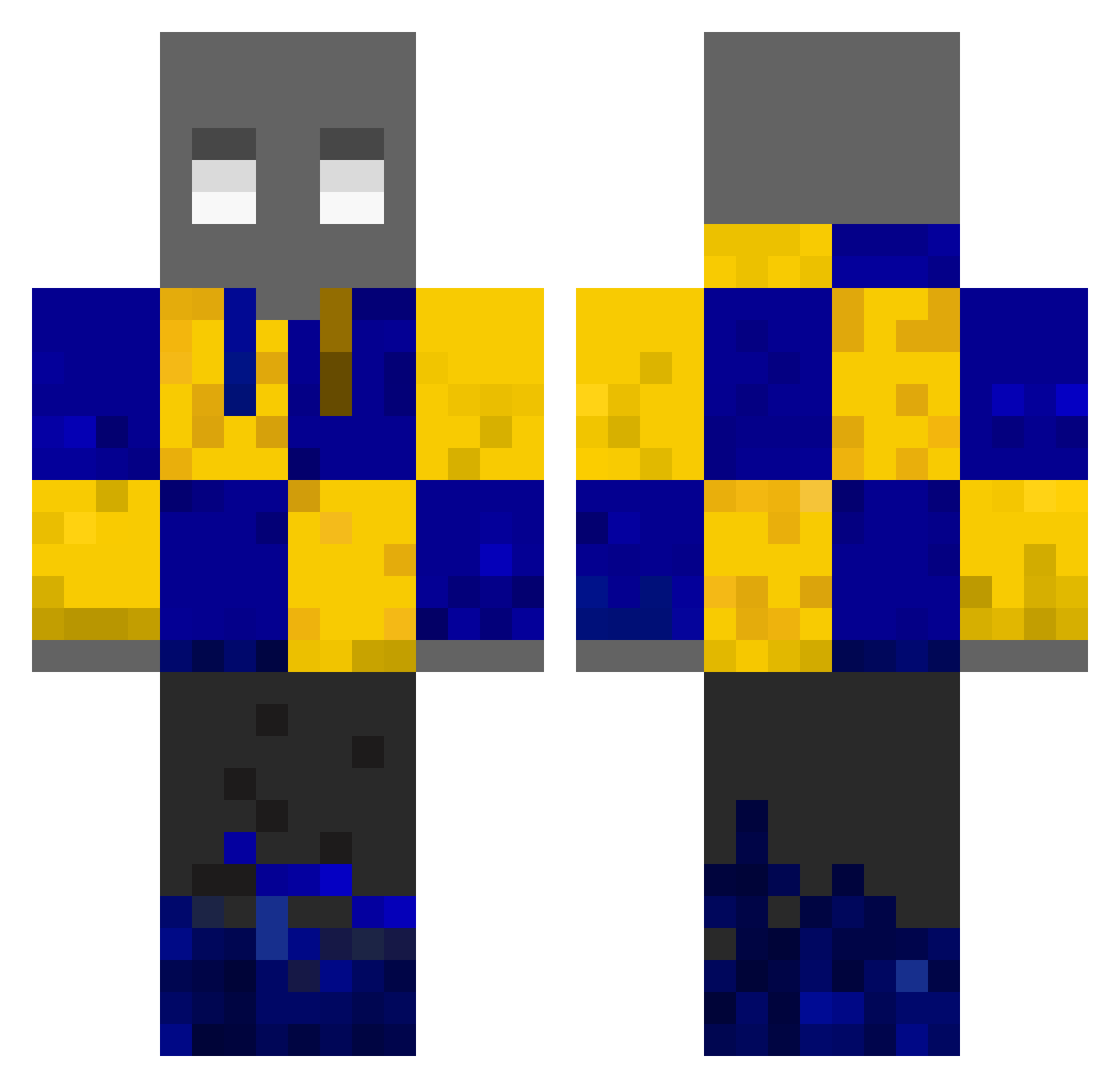 Urizax Minecraft skin, front and back view