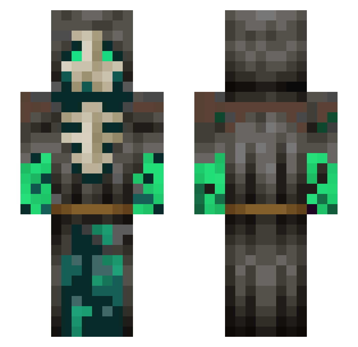 Kcmacc Minecraft skin, front and back view