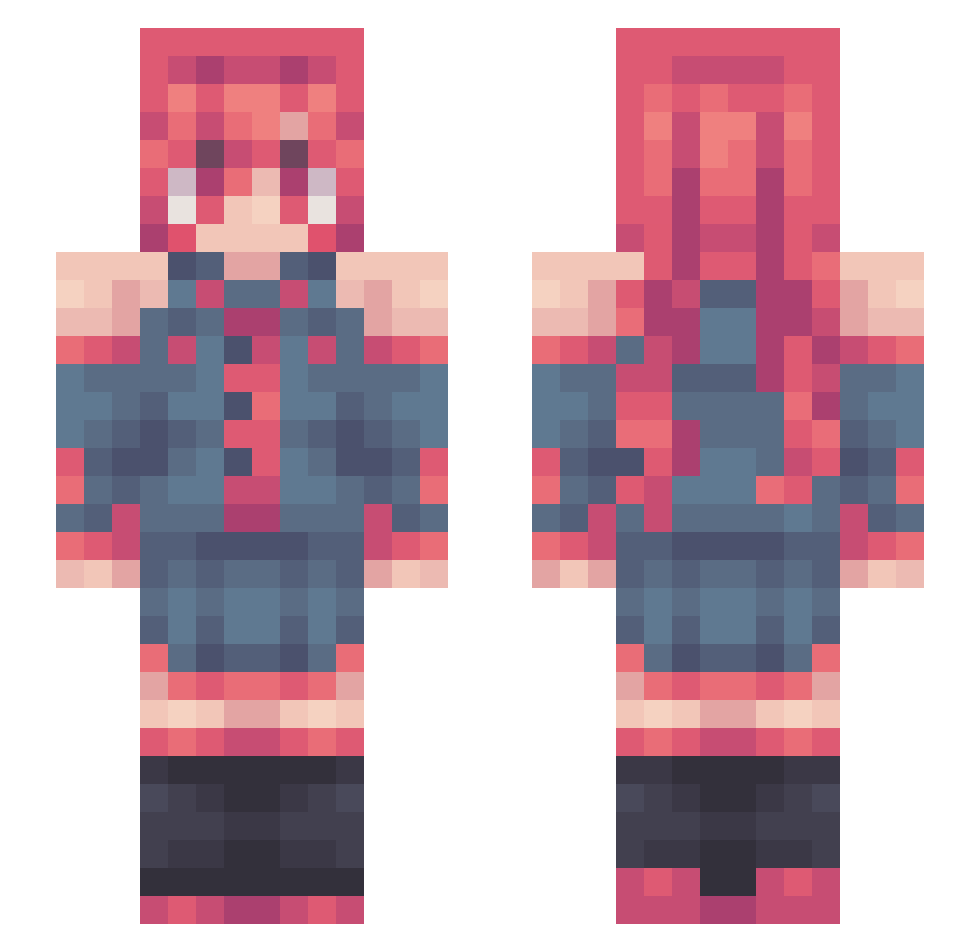 Antiiixt Minecraft skin, front and back view