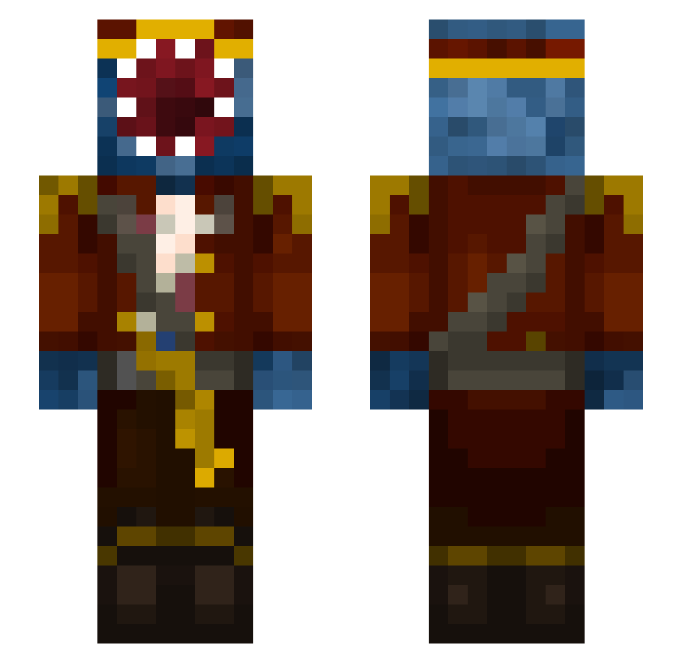 NotSquidMC Minecraft skin, front and back view