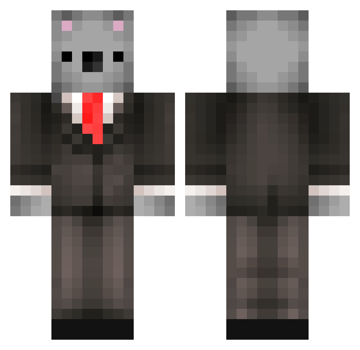 OggU Minecraft skin, front and back view