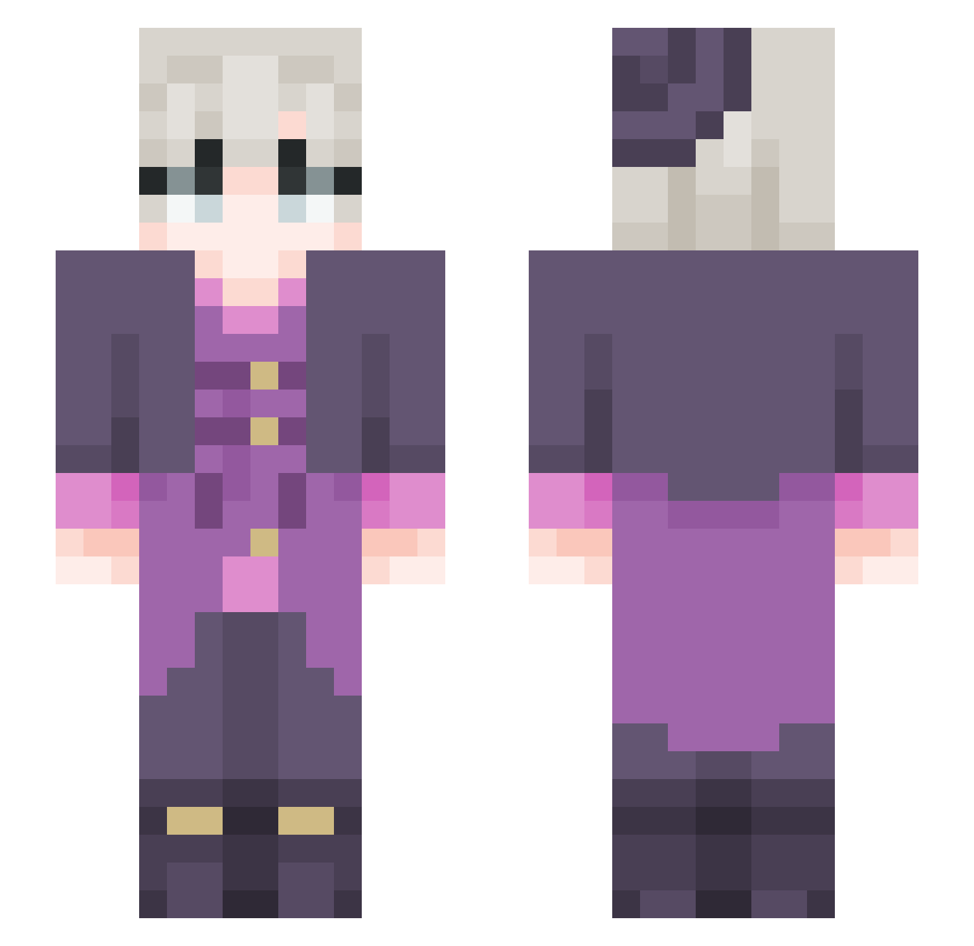 LostSaika Minecraft skin, front and back view