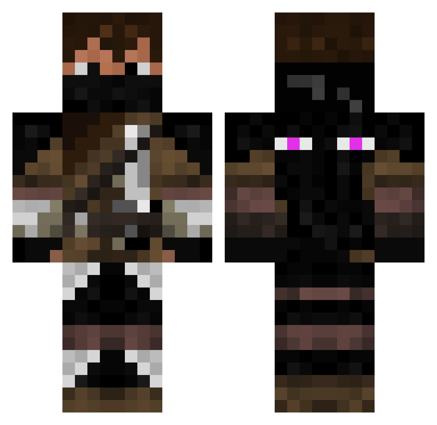 Zapazombie Minecraft skin, front and back view