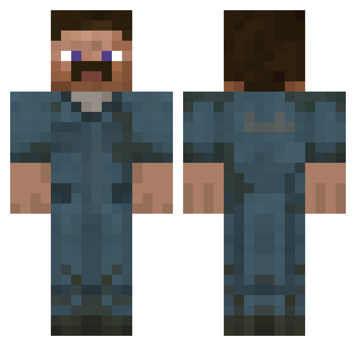 JBRaderHD Minecraft skin, front and back view