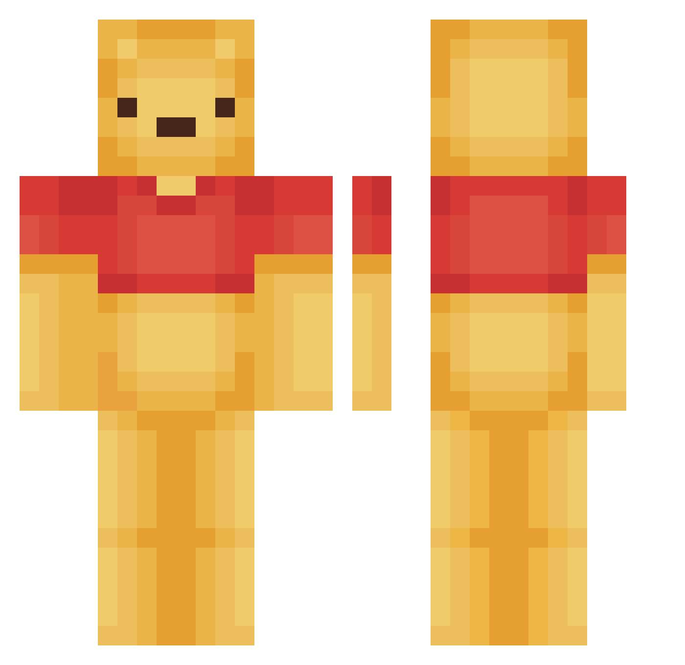 Acaly Minecraft skin, front and back view
