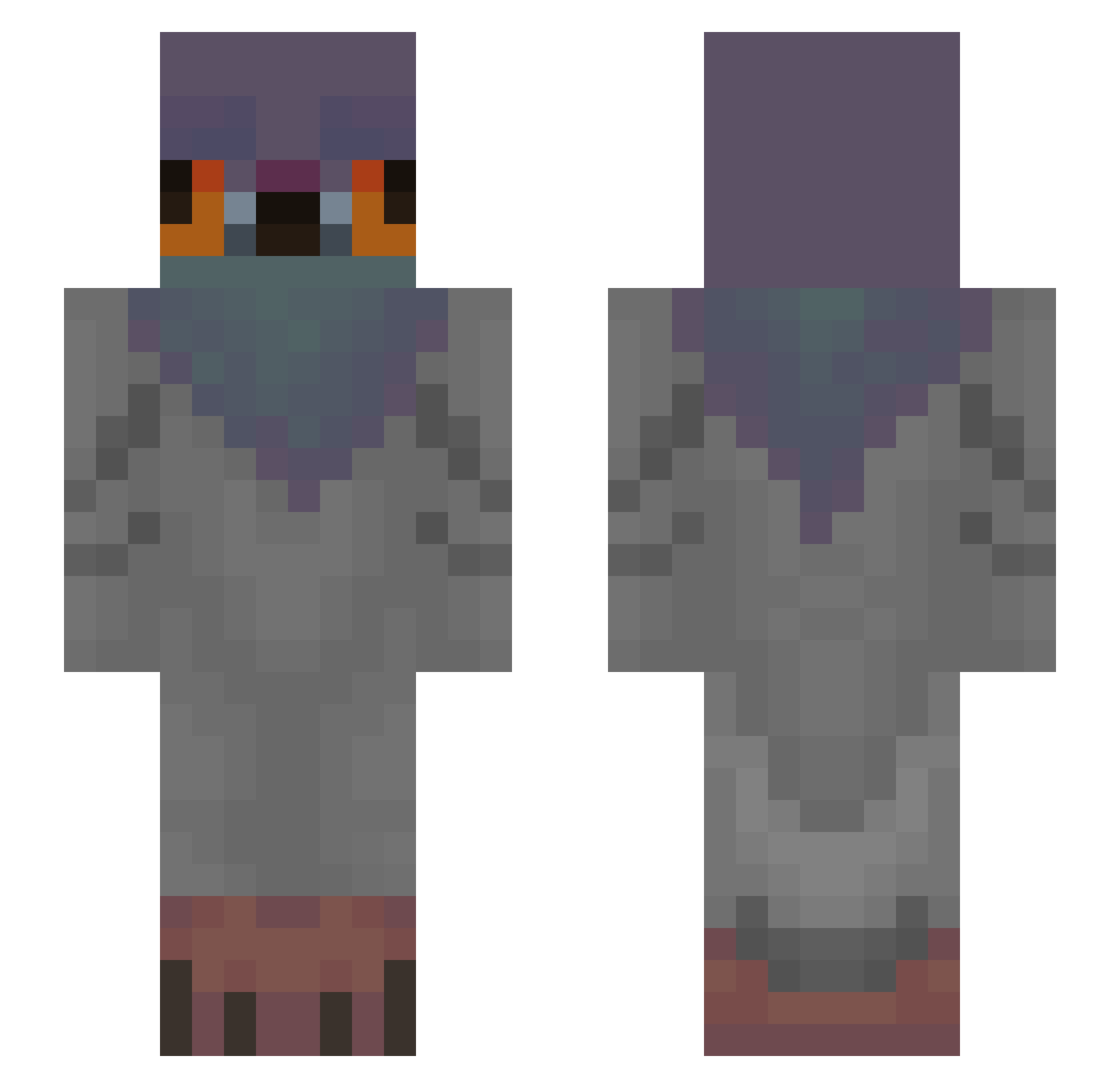 Vanseb Minecraft skin, front and back view