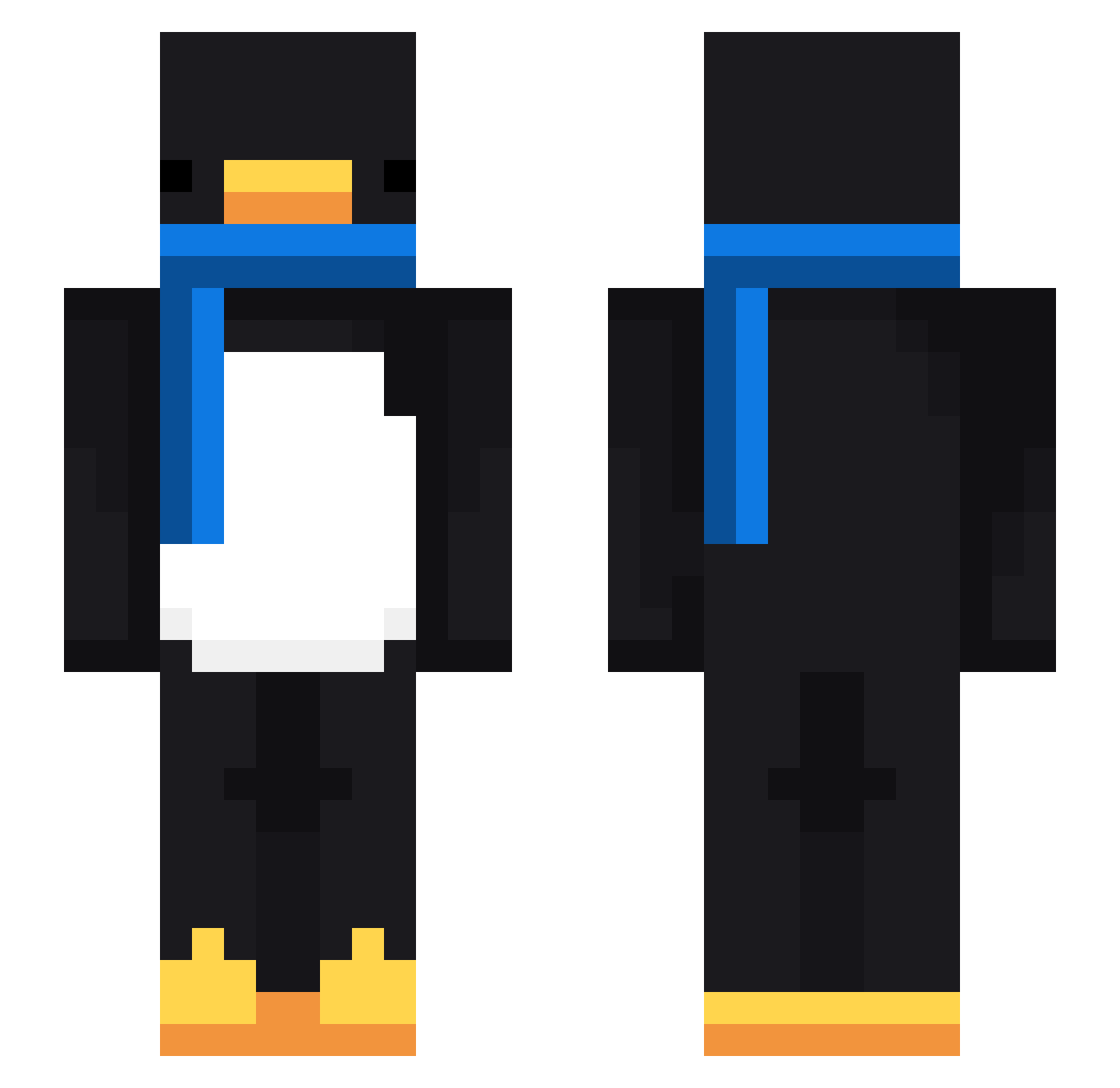 SilverInsominds Minecraft skin, front and back view
