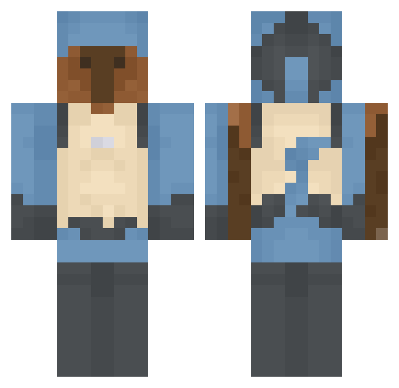 WEONcosmo Minecraft skin, front and back view