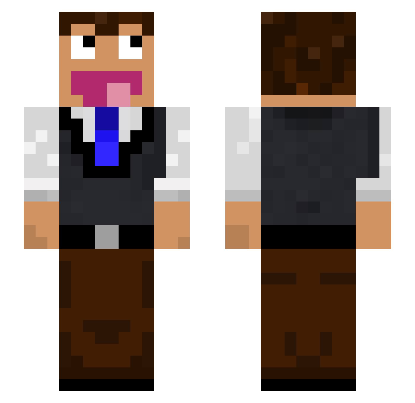 YungPlismrQT Minecraft skin, front and back view