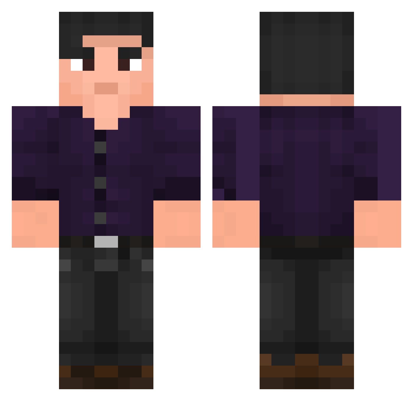 PrettyEasily Minecraft skin, front and back view
