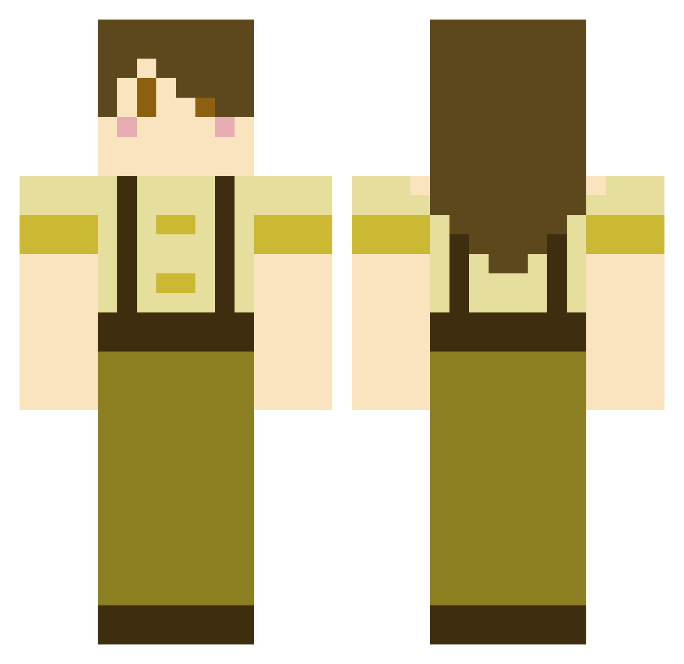 Yellowthroat Minecraft skin, front and back view